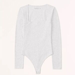 Abercrombie & Fitch Light Gray Square Neck Bodysuit